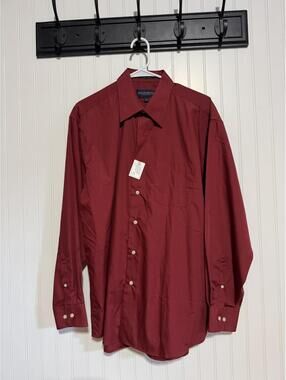 Giorgio Brutini Men L 16.5 34/35 Burgundy Red Dress Shirt